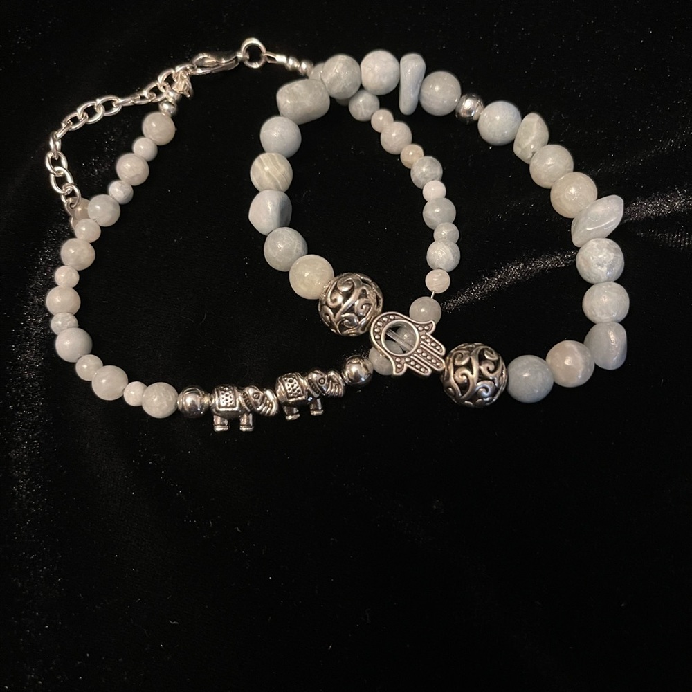 Blue Quartz Bracelet & Anklet Set